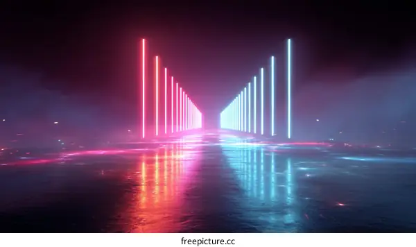 Neon Glow Alleyway Futuristic Scene