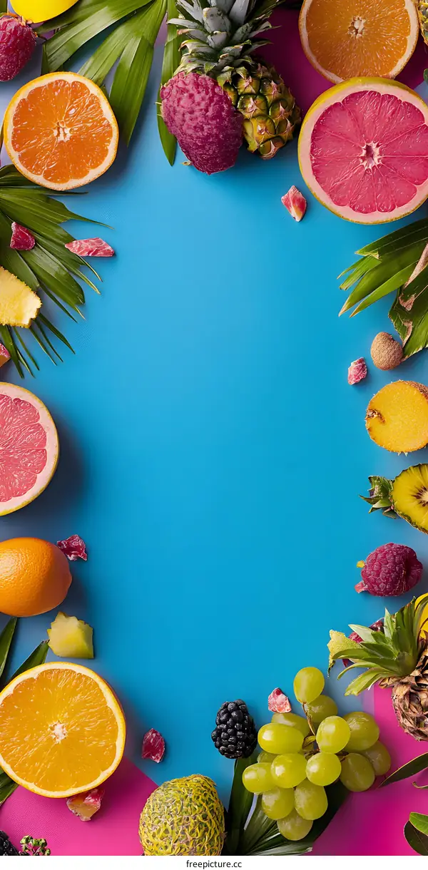 Colorful Tropical Fruits Summer Food Background