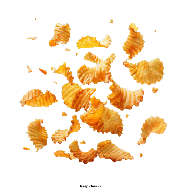 [Transparent Background PNG]Wavy Crunchy Potato Chips Explosion
