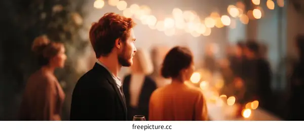 Casual indoor gathering with partygoers