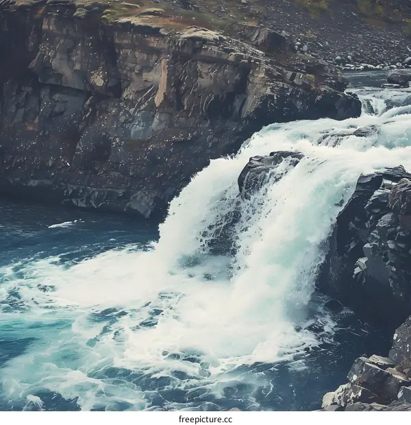 Close Up of Water Falling Over Rocks