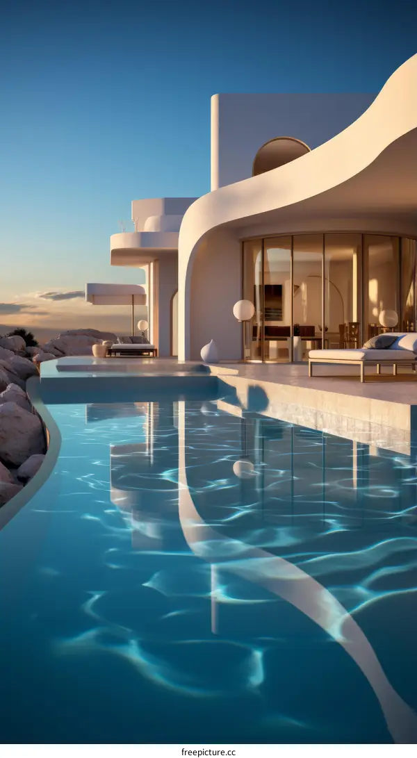 Modern luxury villa with infinity pool and amazing sea view