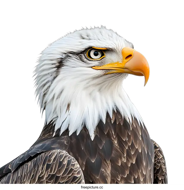 [Transparent Background PNG]Bald Eagle Head Portrait Isolated on White Background