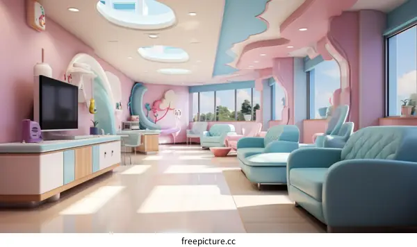 A colorful and inviting pediatric hospital waiting room