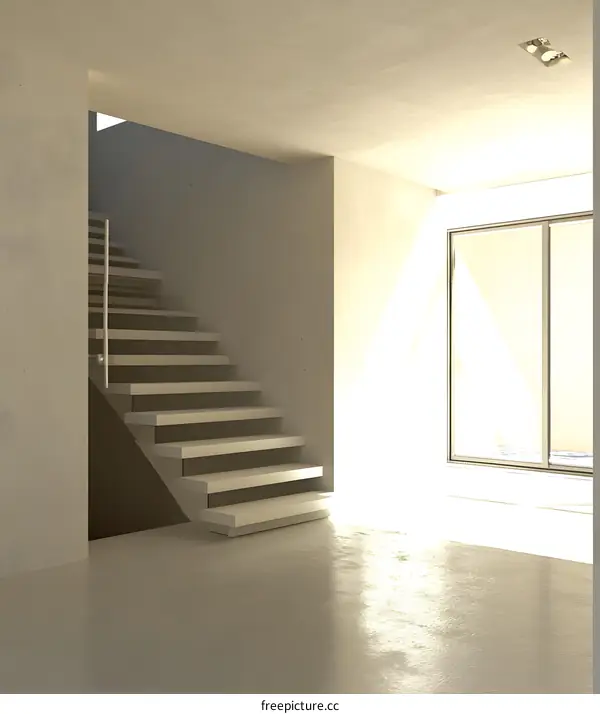 Modern Interior Design with Concrete Walls and Staircase