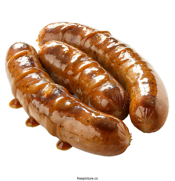 [Transparent Background PNG]Three juicy sausages