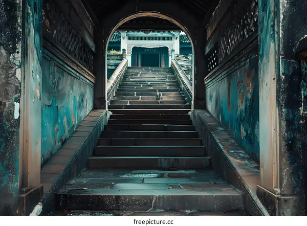 Stone Steps Leading Up To An Ancient Chinese Temple