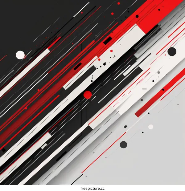 Black red and white geometric shapes