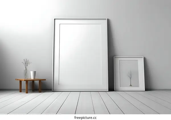 Modern Minimalist Home Decor with Empty Picture Frames
