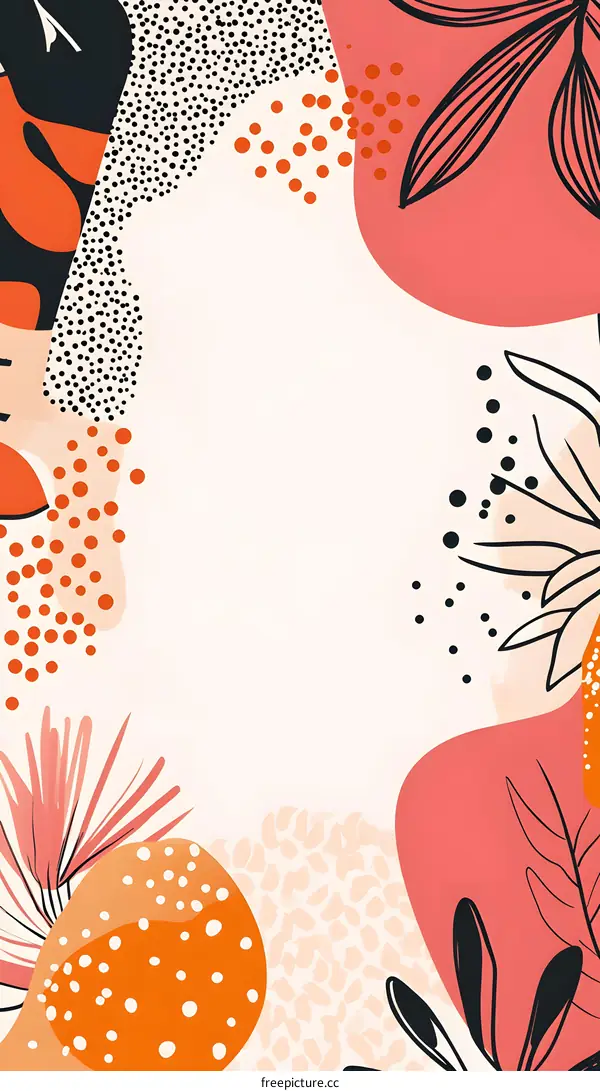 Abstract Floral Illustration with Dots and Lines