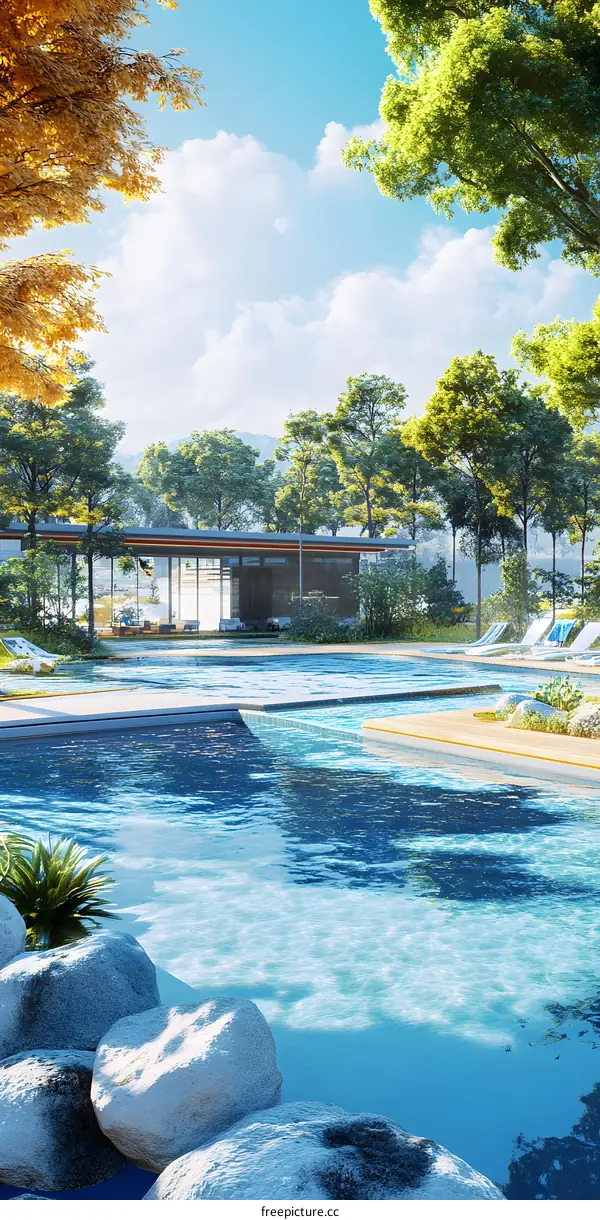 Swimming Pool In The Middle Of Trees