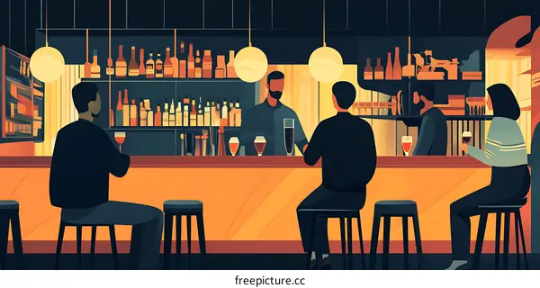 People Drinking and Chatting at a Bar
