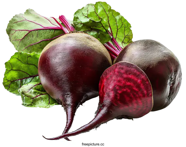 [Transparent Background PNG]Close Up of Fresh Beets and Leaves