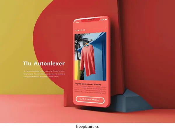 Mockup of a Smartphone with a Red Screen