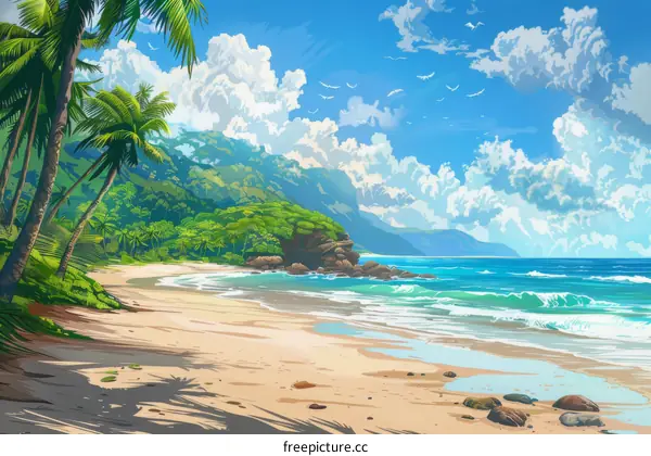 Tropical Paradise: White Sand Beach and Crystal Clear Waters