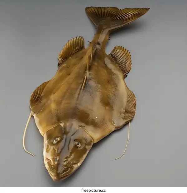 A large brown halibut fish