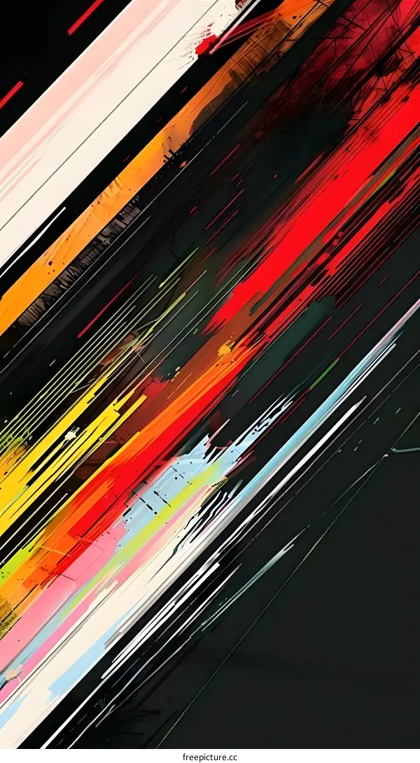 Abstract Art with Colorful Stripes on Black Background