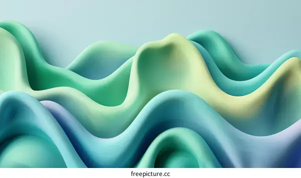 Colorful 3D rendering of a wavy silk-like surface