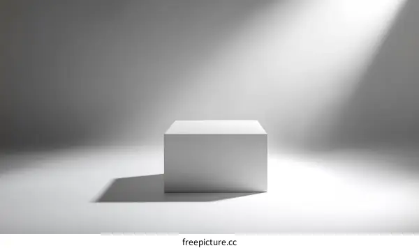 Empty White Cube Display Stand in Studio Lighting