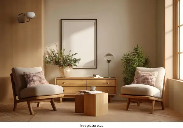 Modern Minimalist Wooden Living Room Interior Design