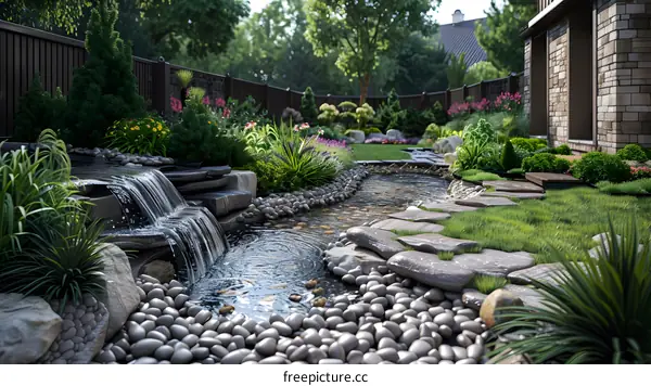 Garden landscape design of modern residence