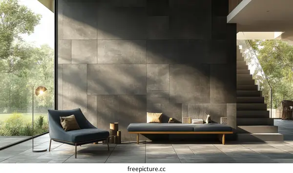 Modern Interior Design with Stone Wall