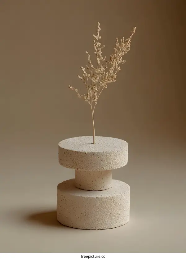 Dried Flower in Minimalist Stone Vase