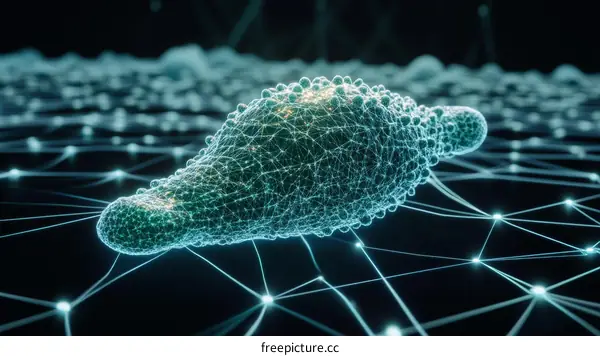 Abstract Illustration of a Cell Structure with Network