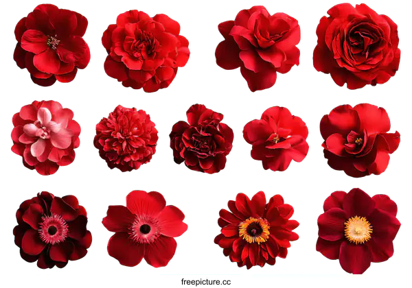 [Transparent Background PNG]Collection of Red Flowers