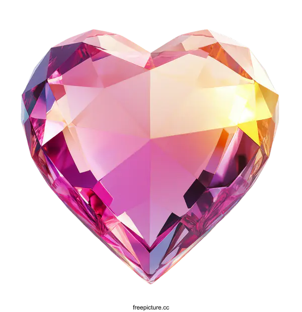 [Transparent Background PNG]Beautiful Pink and Yellow Heart-Shaped Crystal Gem