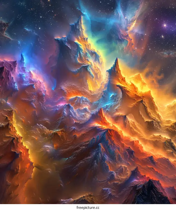 Exoplanet in Milky Way Galaxy with Rocky Structures Fantasy Alien Landscape