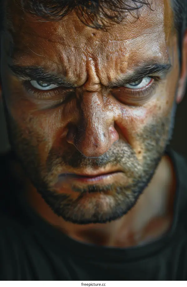 Closeup Angry Man Face Expression