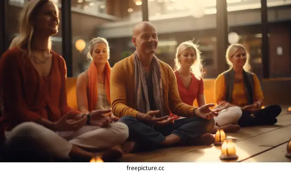 Group of People Meditating in a Yoga Class
