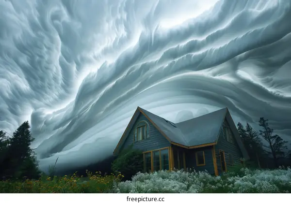 A House is Almost Covered by a Shelf Cloud