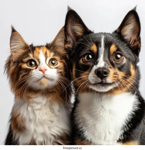 Close Up of a Kitten and a Dog