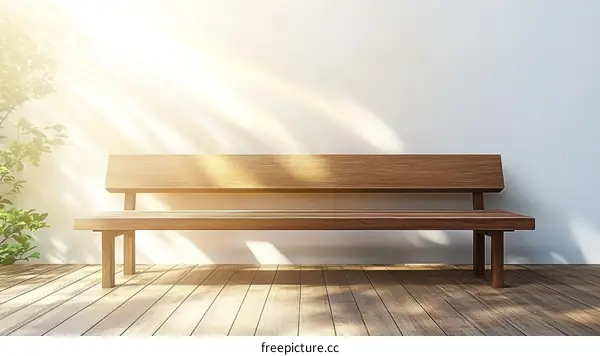 Wooden Bench in a Sunny Patio Setting