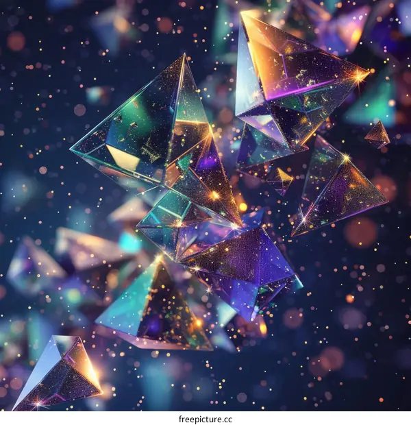 Colorful 3D pyramids floating in space