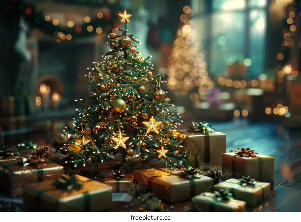 A Christmas Tree with Presents Underneath