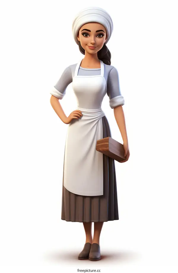 Smiling Baker Woman with White Apron