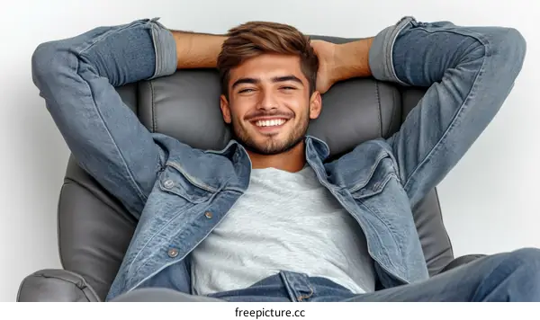 Relaxed Caucasian Man in a Comfortable Chair