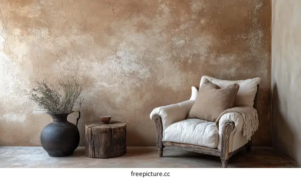 Rustic Room Decor with Vintage Accent Chair