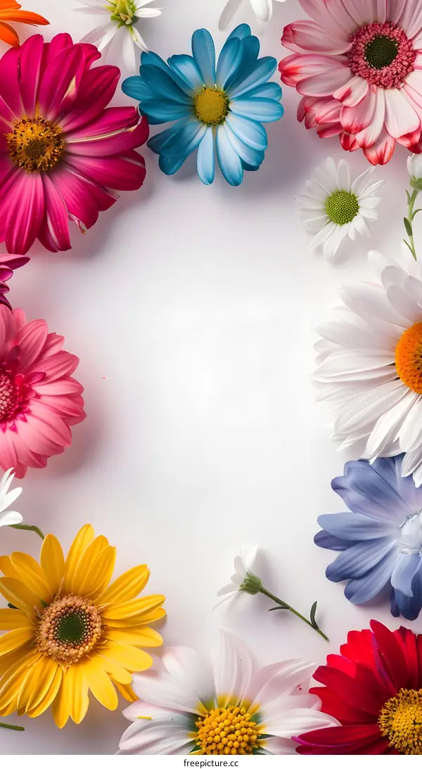 Colorful Flowers Background Frame
