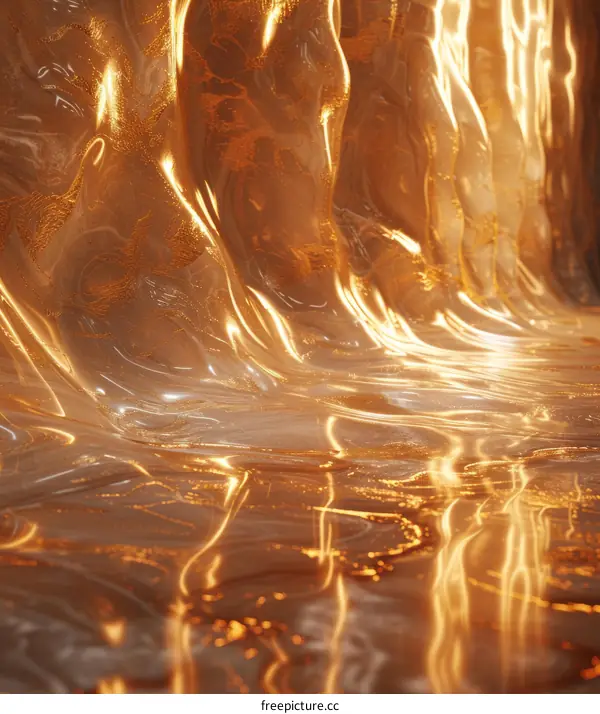Abstract Golden Liquid Texture Design