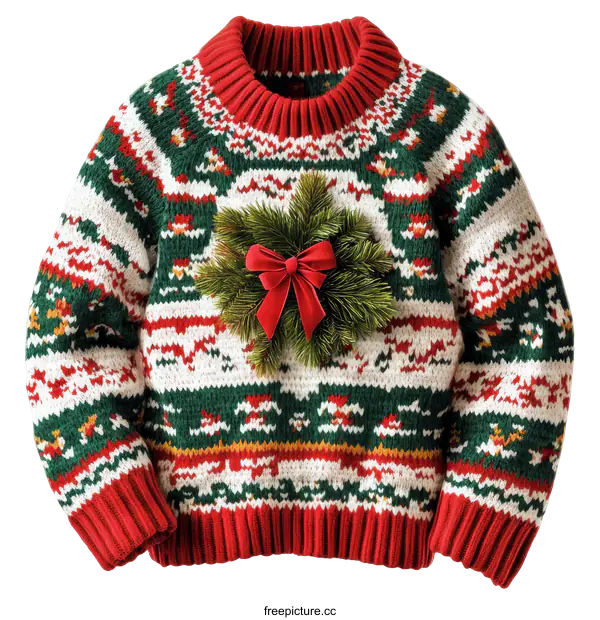 [Transparent Background PNG]Christmas Sweater with Festive Ornament