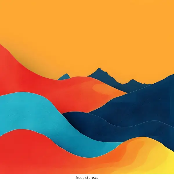 Abstract Mountain Landscape with Paper Texture