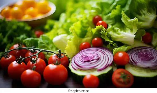 Fresh Vegetables and Fruits on a Wooden Table
