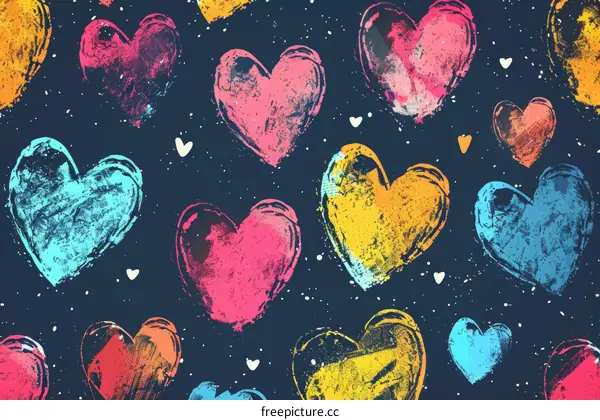 Colorful Hand Painted Heart Pattern