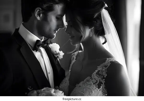 Black and white wedding photo