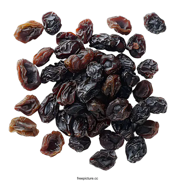 [Transparent Background PNG]Pile of dried black raisins