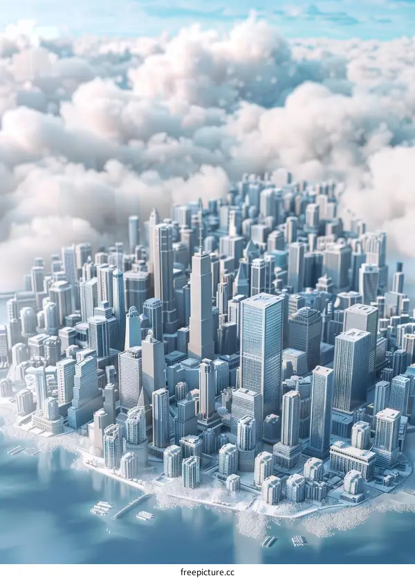 A Metropolis of Towering Structures and Glass Facades